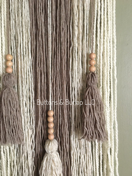 Yarn hanging, beads and tassels