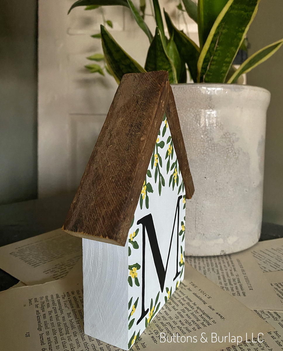 Monogram house block (choice of berry color) Buttons & Burlap LLC