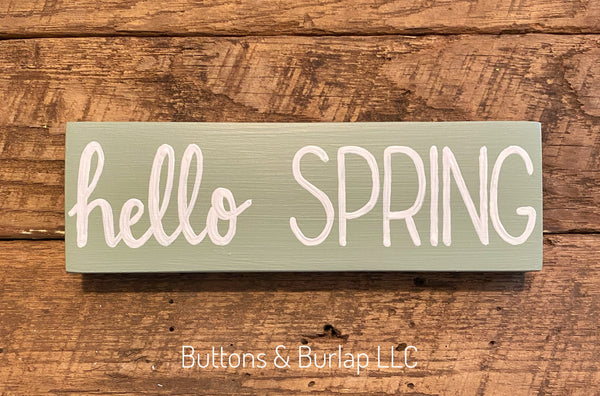 Hello spring and flower shelf sitters (green)
