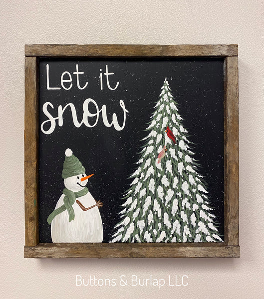 Let it snow snowman & cardinals