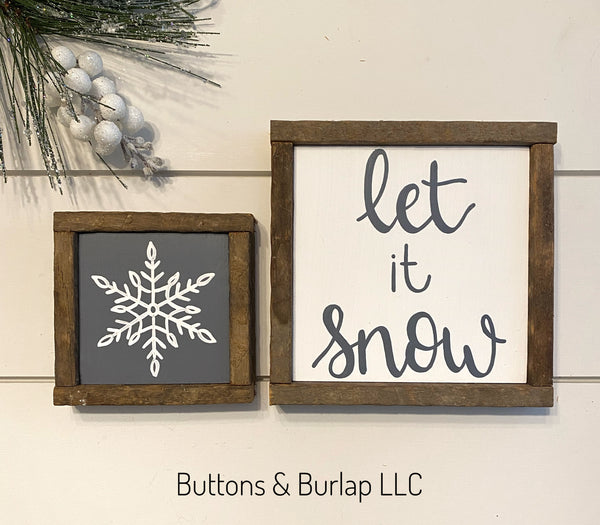Let it snow, snowflake shelf sitters (gray)
