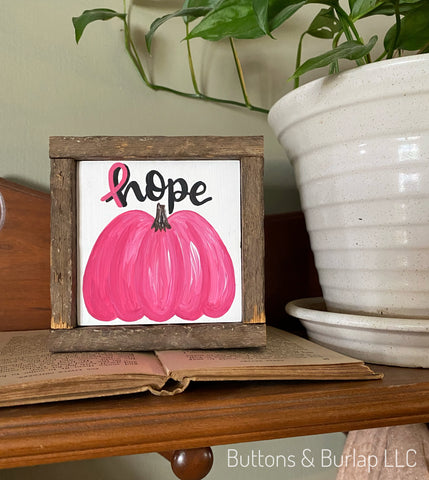 Breast cancer awareness, hope pink pumpkin block
