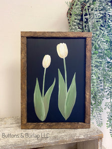 White tulips (black background)