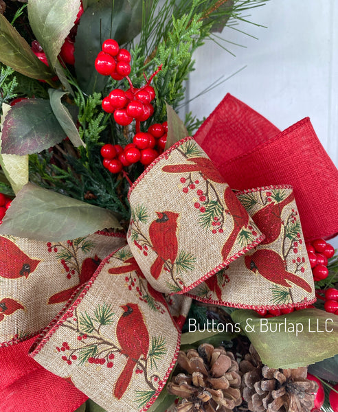 Christmas wreath, Cardinal ribbon