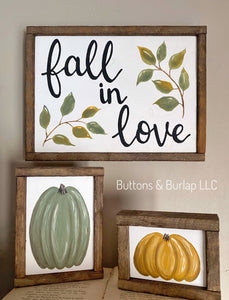 Fall in love, watercolor leaves