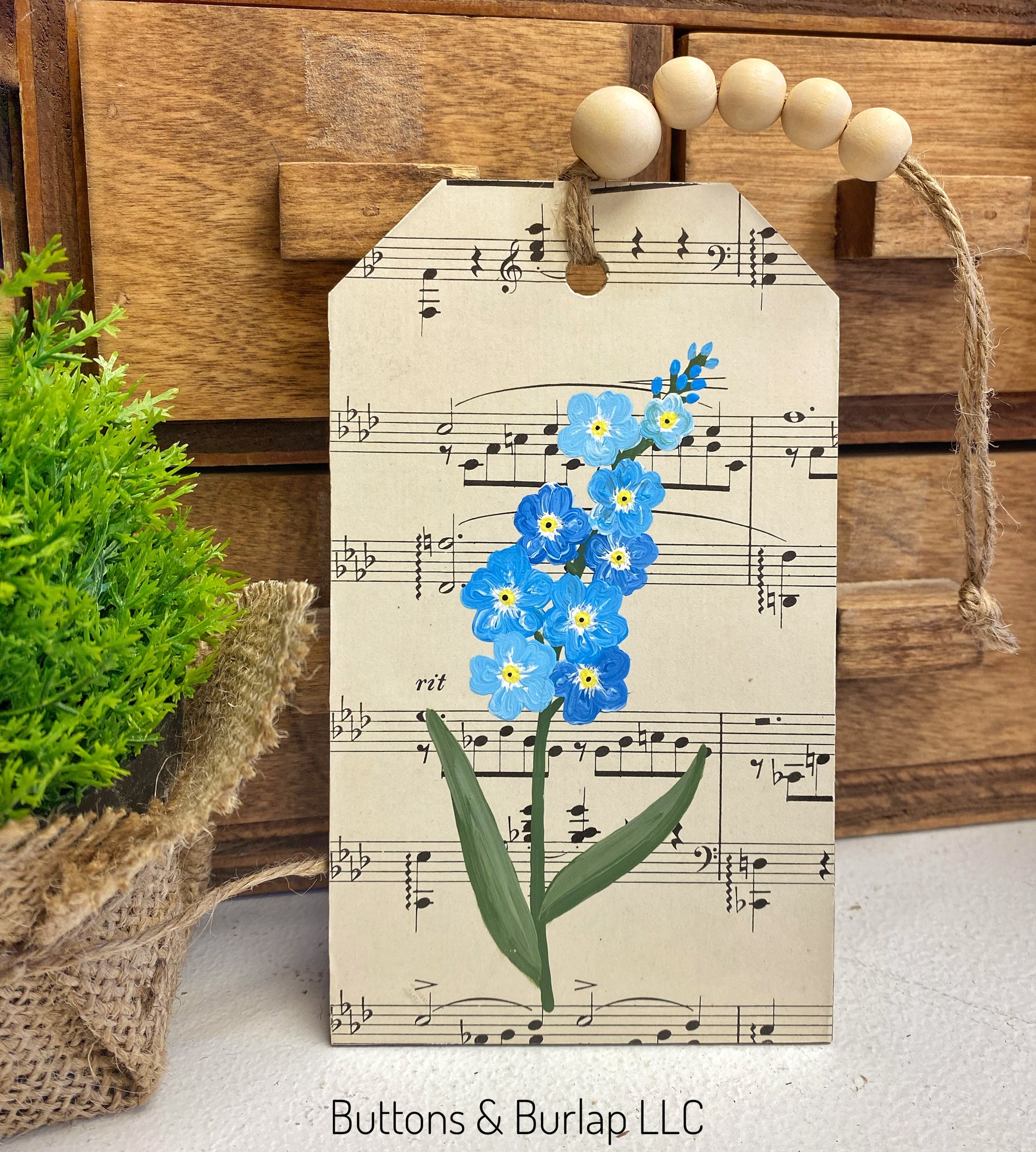 Forget me not wood tag