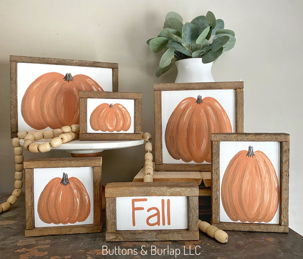 Fall pumpkin blocks, orange color, choice of size