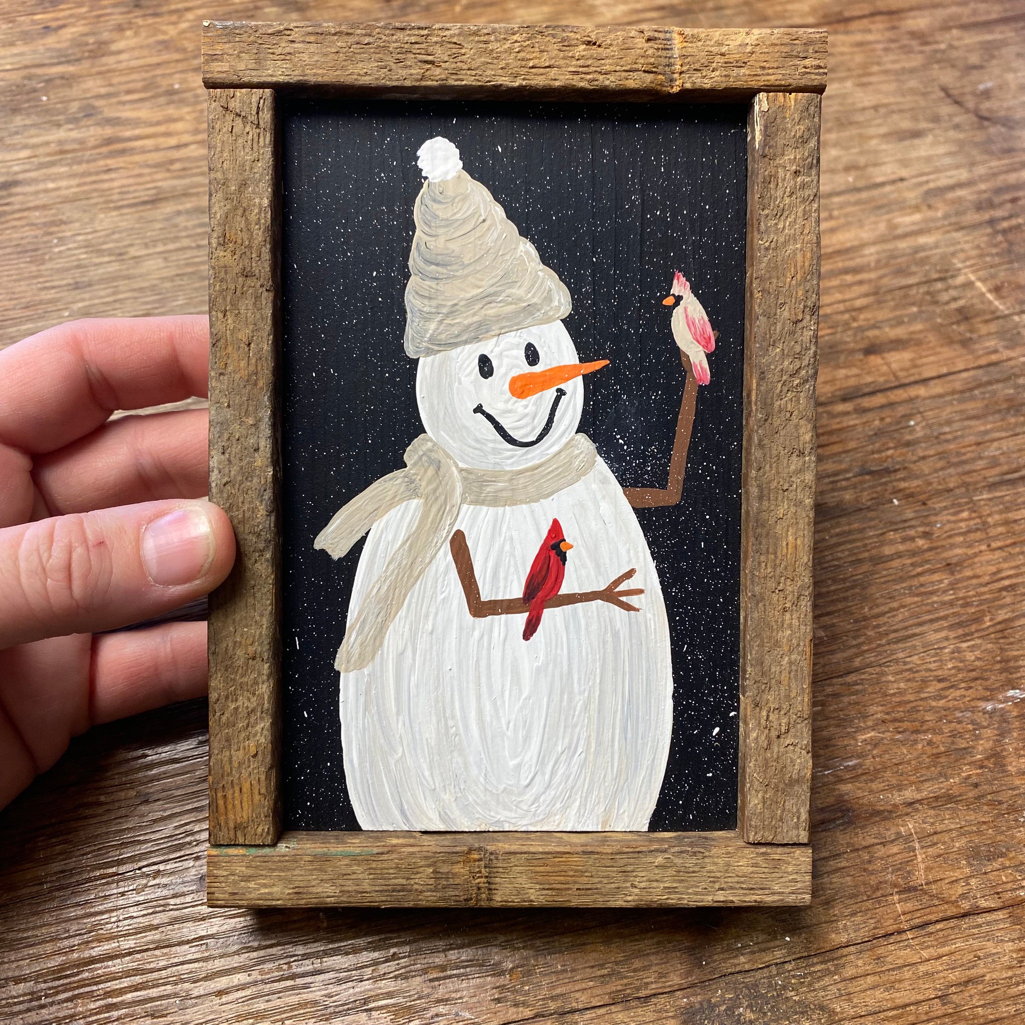 Snowman with tan beanie
