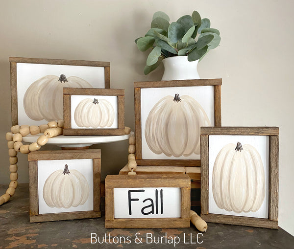 Fall pumpkin blocks, cream color, choice of size