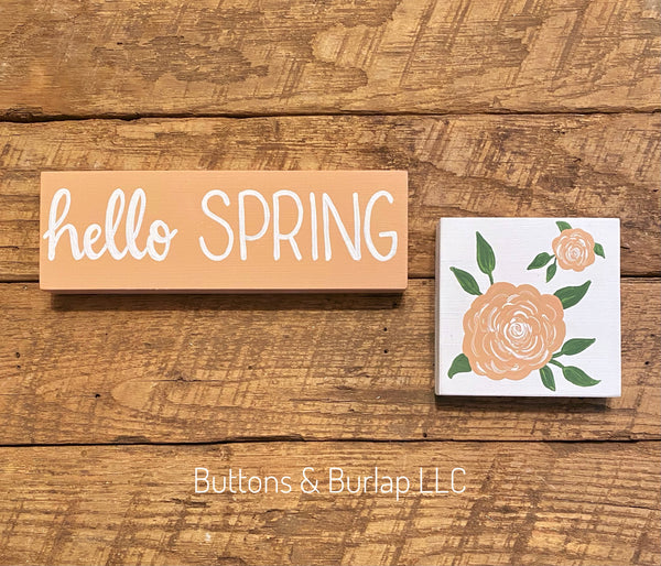 Hello spring and flower shelf sitters
