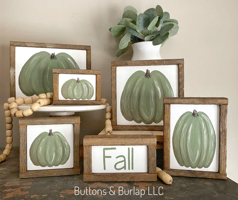 Fall pumpkin blocks, mossy green color, choice of size