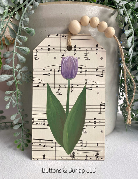 Spring tulip wood tag