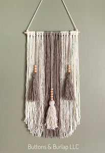 Yarn hanging, beads and tassels