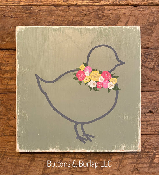 Easter chick silhouette with florals