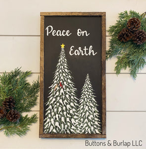Peace on Earth, snowy trees & cardinals