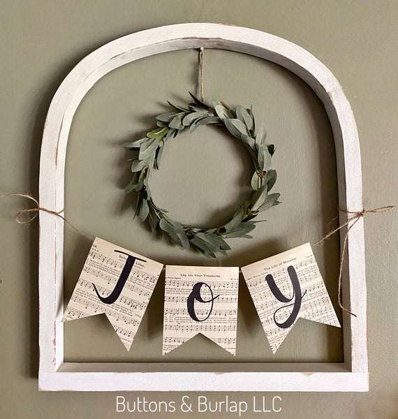 Wooden arch with wreath and optional banners